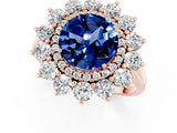 Rose gold Round Cut Halo Cluster Diamond Ring with Pave Band and Four-Prong Setting_13