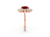Rose gold Round Cut Halo Cluster Diamond Ring with Pave Band and Four-Prong Setting_14