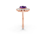 Rose gold Round Cut Halo Cluster Diamond Ring with Pave Band and Four-Prong Setting_14