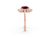 Rose gold Round Cut Halo Cluster Diamond Ring with Pave Band and Four-Prong Setting_14