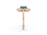 Rose gold Round Cut Halo Cluster Diamond Ring with Pave Band and Four-Prong Setting_14