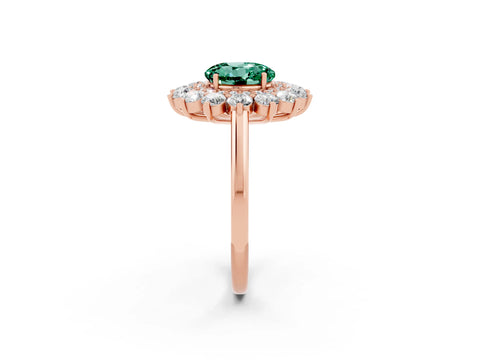 Rose gold Round Cut Halo Cluster Diamond Ring with Pave Band and Four-Prong Setting_14