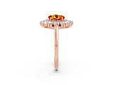 Rose gold Round Cut Halo Cluster Diamond Ring with Pave Band and Four-Prong Setting_14