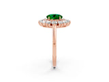 Rose gold Round Cut Halo Cluster Diamond Ring with Pave Band and Four-Prong Setting_14