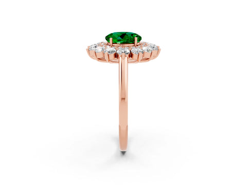 Rose gold Round Cut Halo Cluster Diamond Ring with Pave Band and Four-Prong Setting_14