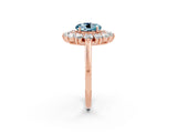 Rose gold Round Cut Halo Cluster Diamond Ring with Pave Band and Four-Prong Setting_14