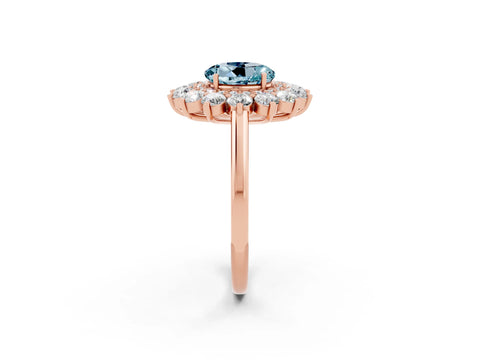 Rose gold Round Cut Halo Cluster Diamond Ring with Pave Band and Four-Prong Setting_14
