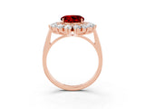 Rose gold Round Cut Halo Cluster Diamond Ring with Pave Band and Four-Prong Setting_15