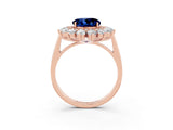 Rose gold Round Cut Halo Cluster Diamond Ring with Pave Band and Four-Prong Setting_15