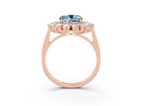 Rose gold Round Cut Halo Cluster Diamond Ring with Pave Band and Four-Prong Setting_15