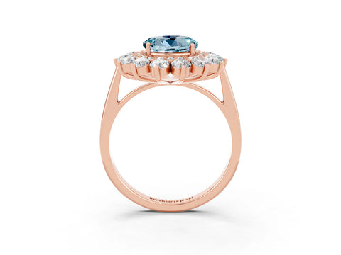 Rose gold Round Cut Halo Cluster Diamond Ring with Pave Band and Four-Prong Setting_15