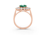 Rose gold Round Cut Halo Cluster Diamond Ring with Pave Band and Four-Prong Setting_15