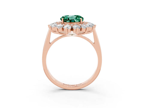 Rose gold Round Cut Halo Cluster Diamond Ring with Pave Band and Four-Prong Setting_15