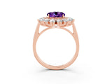 Rose gold Round Cut Halo Cluster Diamond Ring with Pave Band and Four-Prong Setting_15