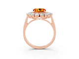 Rose gold Round Cut Halo Cluster Diamond Ring with Pave Band and Four-Prong Setting_15
