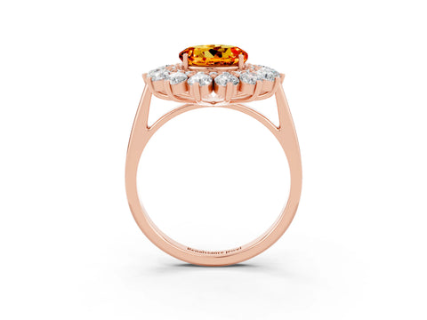 Rose gold Round Cut Halo Cluster Diamond Ring with Pave Band and Four-Prong Setting_15