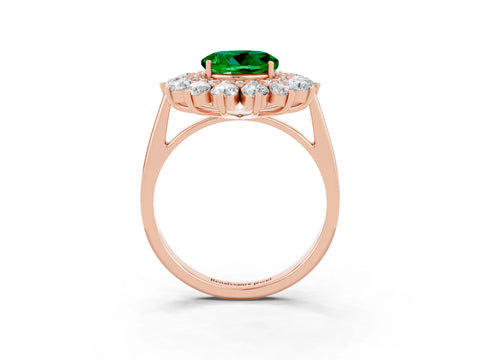 Rose gold Round Cut Halo Cluster Diamond Ring with Pave Band and Four-Prong Setting_15