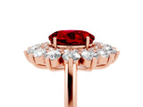 Rose gold Round Cut Halo Cluster Diamond Ring with Pave Band and Four-Prong Setting_17