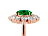 Rose gold Round Cut Halo Cluster Diamond Ring with Pave Band and Four-Prong Setting_17