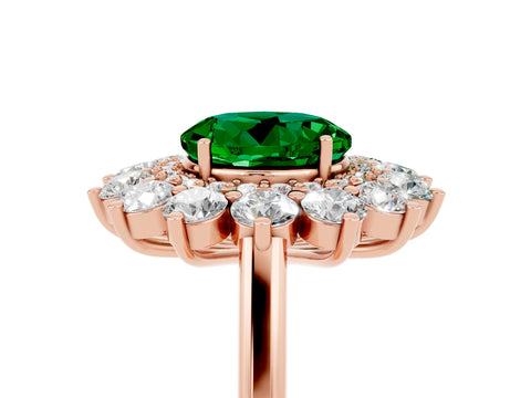 Rose gold Round Cut Halo Cluster Diamond Ring with Pave Band and Four-Prong Setting_17