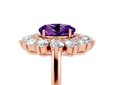 Rose gold Round Cut Halo Cluster Diamond Ring with Pave Band and Four-Prong Setting_17