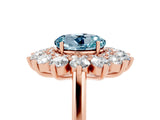 Rose gold Round Cut Halo Cluster Diamond Ring with Pave Band and Four-Prong Setting_17