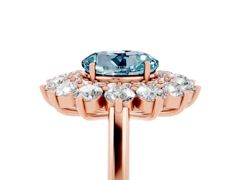 Rose gold Round Cut Halo Cluster Diamond Ring with Pave Band and Four-Prong Setting_17