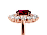 Rose gold Round Cut Halo Cluster Diamond Ring with Pave Band and Four-Prong Setting_17