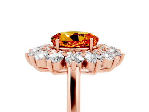 Rose gold Round Cut Halo Cluster Diamond Ring with Pave Band and Four-Prong Setting_17