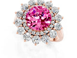 Rose gold Round Cut Halo Cluster Diamond Ring with Pave Band and Four-Prong Setting_19