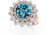 Rose gold Round Cut Halo Cluster Diamond Ring with Pave Band and Four-Prong Setting_1