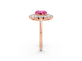 Rose gold Round Cut Halo Cluster Diamond Ring with Pave Band and Four-Prong Setting_20