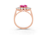 Rose gold Round Cut Halo Cluster Diamond Ring with Pave Band and Four-Prong Setting_21