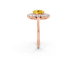 Rose gold Round Cut Halo Cluster Diamond Ring with Pave Band and Four-Prong Setting_22