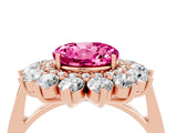 Rose gold Round Cut Halo Cluster Diamond Ring with Pave Band and Four-Prong Setting_22
