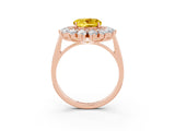 Rose gold Round Cut Halo Cluster Diamond Ring with Pave Band and Four-Prong Setting_23