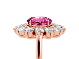 Rose gold Round Cut Halo Cluster Diamond Ring with Pave Band and Four-Prong Setting_23