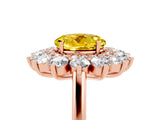 Rose gold Round Cut Halo Cluster Diamond Ring with Pave Band and Four-Prong Setting_25
