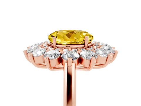 Rose gold Round Cut Halo Cluster Diamond Ring with Pave Band and Four-Prong Setting_25
