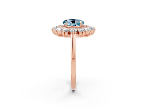 Rose gold Round Cut Halo Cluster Diamond Ring with Pave Band and Four-Prong Setting_2