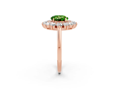 Rose gold Round Cut Halo Cluster Diamond Ring with Pave Band and Four-Prong Setting_2