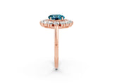 Rose gold Round Cut Halo Cluster Diamond Ring with Pave Band and Four-Prong Setting_2