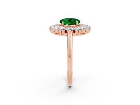 Rose gold Round Cut Halo Cluster Diamond Ring with Pave Band and Four-Prong Setting_2