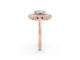 Rose gold Round Cut Halo Cluster Diamond Ring with Pave Band and Four-Prong Setting_2