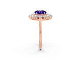 Rose gold Round Cut Halo Cluster Diamond Ring with Pave Band and Four-Prong Setting_2