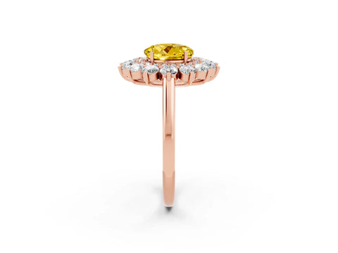 Rose gold Round Cut Halo Cluster Diamond Ring with Pave Band and Four-Prong Setting_2