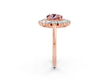Rose gold Round Cut Halo Cluster Diamond Ring with Pave Band and Four-Prong Setting_2