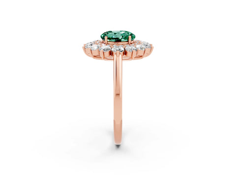 Rose gold Round Cut Halo Cluster Diamond Ring with Pave Band and Four-Prong Setting_2