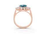 Rose gold Round Cut Halo Cluster Diamond Ring with Pave Band and Four-Prong Setting_3