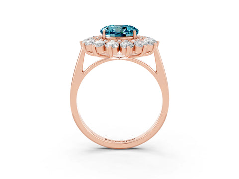 Rose gold Round Cut Halo Cluster Diamond Ring with Pave Band and Four-Prong Setting_3